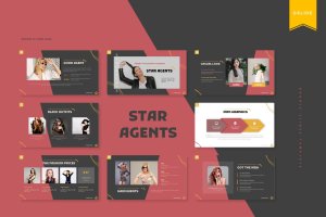 模特明星简介Google幻灯片模板素材 Star Agents | Google Slides Template
