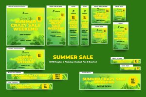 绿色清新夏季销售Banner广告设计模板 Summer Sale Banners Ad