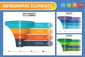 漏斗形状信息图表设计矢量素材 Funnel Infographics design