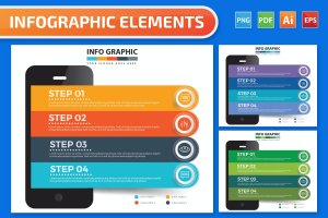 手机图形信息图表设计矢量素材 Mobile Phone Infographics design