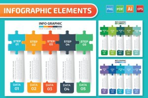拼图元素信息图表设计矢量素材 Puzzle Infographics design