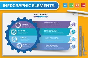 齿轮图形信息图表设计矢量素材 Gear Infographics design