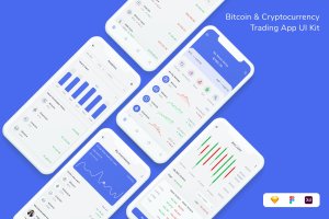 比特币&加密货币交易App UI界面设计套件 Bitcoin & Cryptocurrency Trading App UI Kit