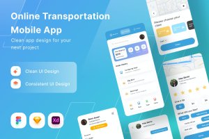 在线运输App界面设计模板 Online Transportation Mobile App