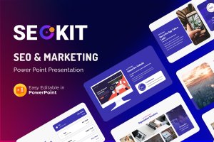 SEO&营销PPT幻灯片模板下载 Seokit – SEO and Marketing PowerPoint Presentation