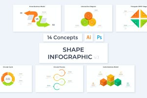 多种形状信息图表设计素材v1 Shape Infographic v.1