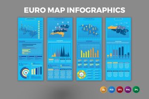 欧洲地区主题信息图表设计模板 Europe Map – Infographics Design