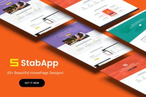App应用程序着陆页PSD模板 StabApp – App Landing Page PSD Template