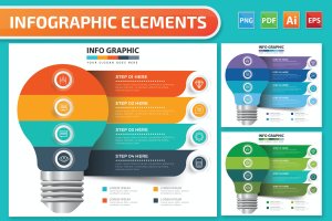 灯泡图形信息图表设计矢量素材 Light Bulb Infographics design