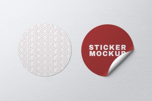 圆形贴纸Logo设计样机素材 Round sticker mockup