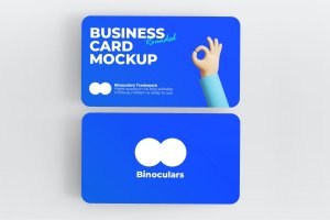 创意名片设计正视图样机 Creative Business Card Mockup