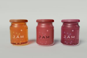 果酱罐包装设计正视图样机模板素材 Jam Jar Mockup