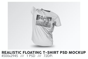 逼真的浮动衬衫设计PSD样机 Realistic Floating-Shirt PSD Mockup
