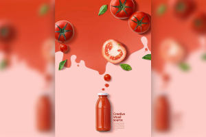 番茄果汁广告创意视觉海报设计韩国素材