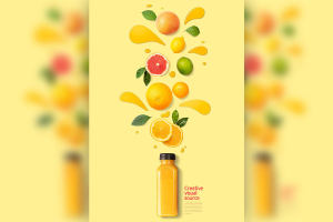 鲜橙果汁广告创意视觉海报设计韩国素材