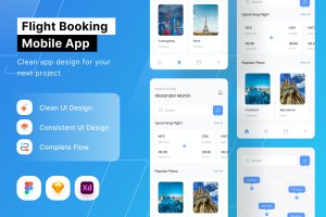 机票预订App界面设计模板 Flight Booking Mobile App