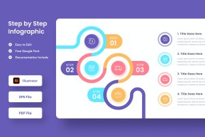 步骤规划信息图表设计模板 Step by Step Infographic – Muzitemp