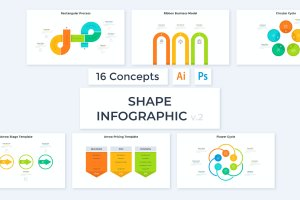 多种形状信息图表设计素材v2 Shape Infographic v.2