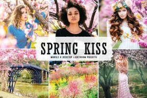 柔和春季玫瑰色滤镜后期处理lightroom预设 Spring Kiss Mobile & Desktop Lightroom Presets