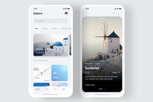 旅游App应用iOS UI页面设计模板 Nomad travel app – Light Mode (iOS)