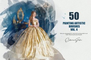 50个水彩艺术绘画笔刷素材v4 50 Painting Artistic Brushes – Vol. 4