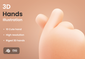 小咖下午茶：可爱的手势动作3D插画图标素材