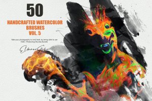 50个手工制作的绘画水彩ps笔刷v5 50 Handcrafted Watercolor Brushes – Vol. 5