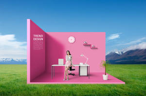 办公场景创意生活概念海报设计韩国素材