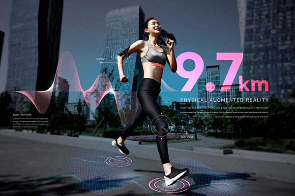 户外跑步数据记录物理AR增强现实海报设计韩国素材