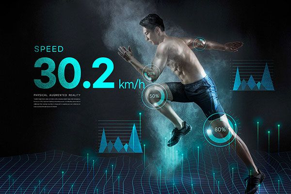 跑步运动数据物理AR增强现实海报设计韩国素材