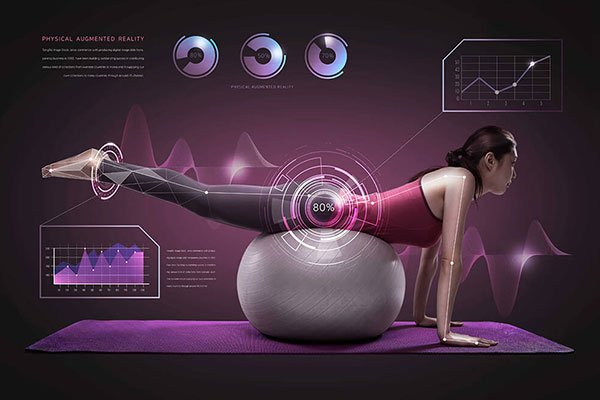 健身球运动数据物理AR增强现实海报设计韩国素材