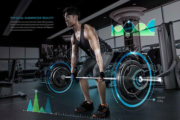 健身举重数据物理AR增强现实海报设计韩国素材