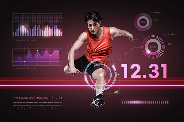 跑步运动数据统计物理AR增强现实海报设计韩国素材