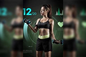 哑铃健身运动物理AR增强现实海报设计韩国素材