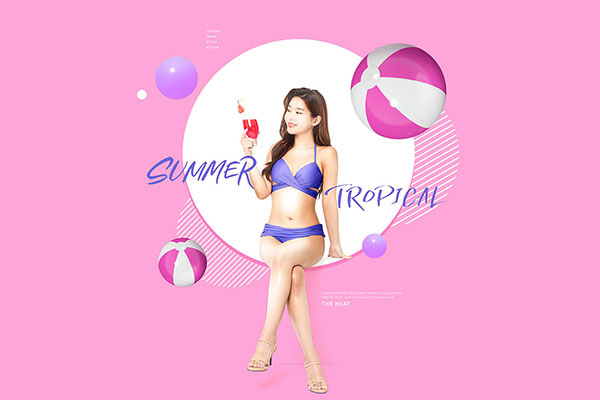 比基尼派对夏季活动海报设计韩国素材