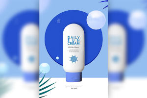 夏季防晒霜护肤品广告海报设计韩国素材