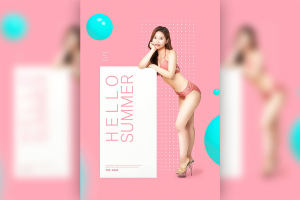 夏季比基尼泳装促销海报设计韩国素材