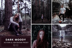 忧郁暗黑色调PS动作&LR预设素材 Dark Moody Action & Lightrom Presets