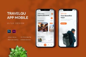 旅行App应用设计套件 Travelqu – App Mobile