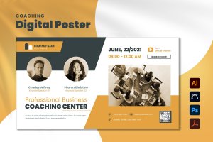辅导活动Banner海报设计模板 Coaching Digital Poster