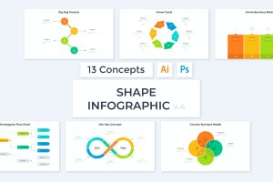 多种形状信息图表设计素材v4 Shape Infographic v.4