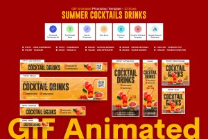 GIF横幅-夏季鸡尾酒Banner广告素材 GIF Banners – Summer Cocktails Banners Ad