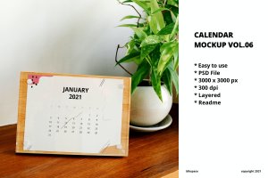 年份日历设计样机素材v6 Calendar Mockup Vol.06