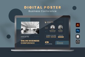 商务会议Banner海报设计模板 Business Conference Digital Poster