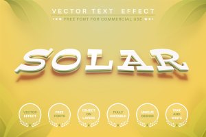 夏季阳光文字效果字体样式矢量素材 Solar – editable text effect, font style