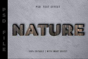 木材纹理PS文字效果 Psd Text Effect – Wood Texture