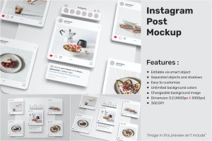 Instagram帖子页面设计3D样机模板 3D Instagram Post Mockup for Instagram template