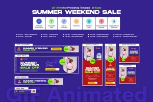 GIF横幅-夏季周末促销Banner广告素材 GIF Banners – Summer Weekend Sale Banners Ad