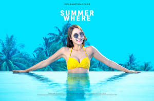性感比基尼派对夏季海报设计韩国素材