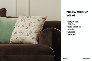 家居枕头图案设计样机素材v8 Pillow Mockup Vol.08